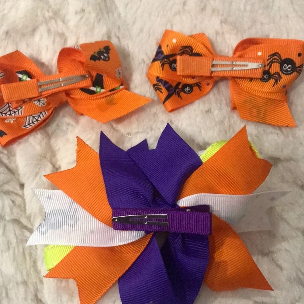6/$20 New 3 pack Baby Halloween hair bows
